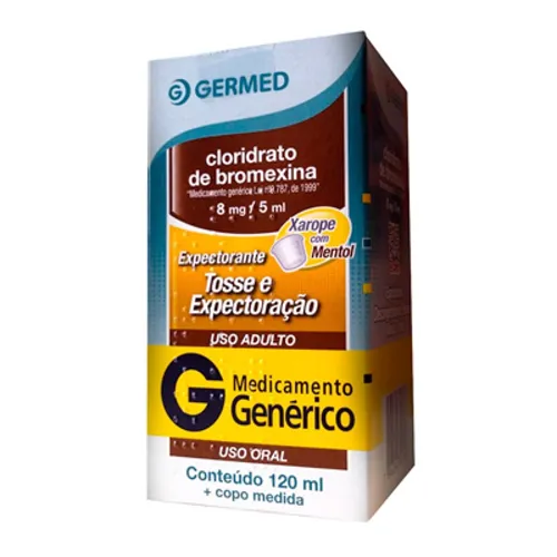 Cloridrato de Bromexina Germed Pharma 1,6mg/mL, caixa com 1 frasco com 120mL de xarope + copo medidor