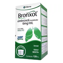 Bronxol 6mg/mL, caixa com 1 frasco com 120mL de xarope