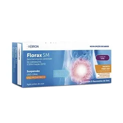 Florax SM 50MI/mL, caixa com 5 flaconetes com 5mL de solução de uso oral, pediátrico, sabor uva