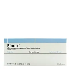 Florax 50 milhões/mL, caixa com 5 flaconetes com 5mL de suspensão de uso oral