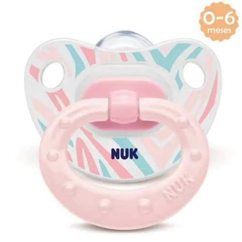 Chupeta Nuk Classic 0 a 6 meses, decorada, rosa