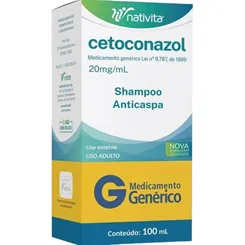 Cetoconazol Nativita Farmacêutica 20mg/mL, caixa com 1 frasco com 100mL de shampoo