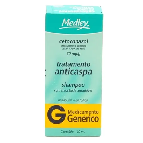Cetoconazol Shampoo Medley 20mg/g, caixa com 1 frasco com 110mL de shampoo