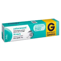 Cetoconazol Creme Medley 20mg/g, caixa com 1 bisnaga com 30g de creme de uso dermatológico