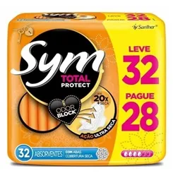 Absorvente Sym Total Protect seca, com abas, pague 28 leve 32