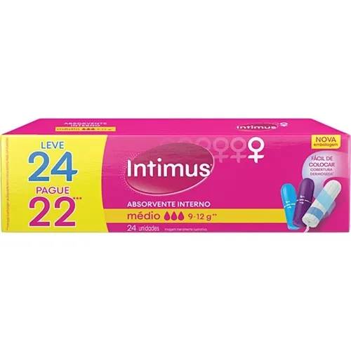Absorvente Interno Intimus médio, leve 24 pague 22