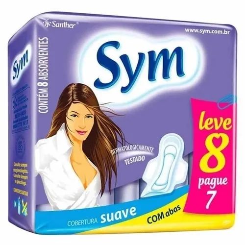 Absorvente Sym Total Protect suave, com abas, pague 7 leve 8