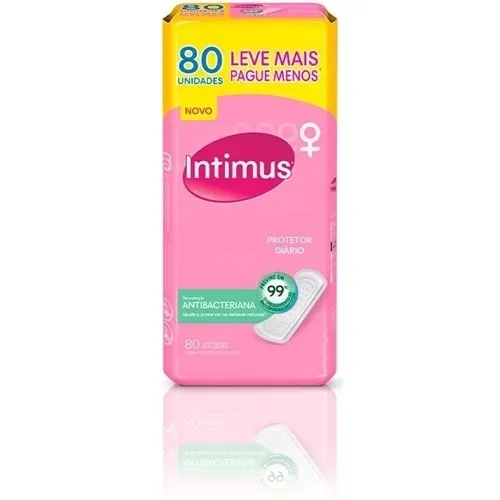 Protetor Diário Intimus Days antibacteriano, sem abas, 80 unidades