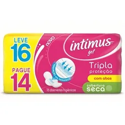 Absorvente Intimus Gel Tripla Proteção seca, com abas, 16 unidades