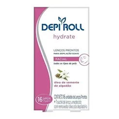 Folha Pronta para Depilação Facial DepiRoll hydrate, 16 unidades, + lenço pós-depilatório, 1 unidade