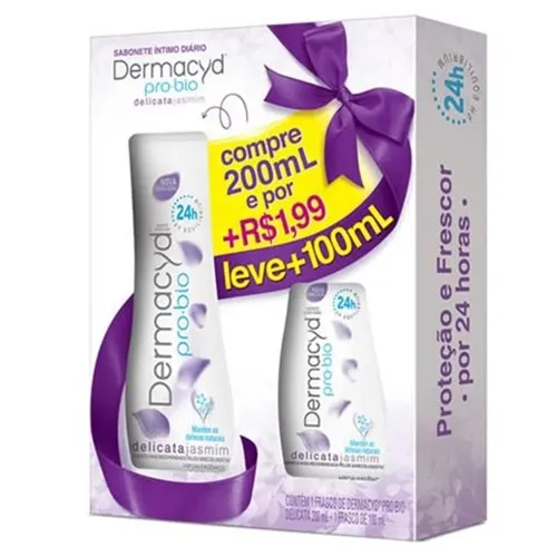 Sabonete Íntimo Dermacyd Pro•Bio delicata jasmim, líquido, 200mL + 1,99 leve 100mL
