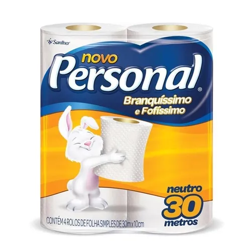 Papel Higiênico Personal Neutro,4 Rolos de 30 Metros Cada