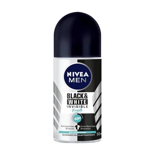 Desodorante Masculino Nivea Men Invisible For Black & White fresh, roll-on, 50mL