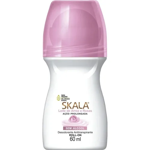 Desodorante Skala leite de arroz e rosas, roll-on, 60mL
