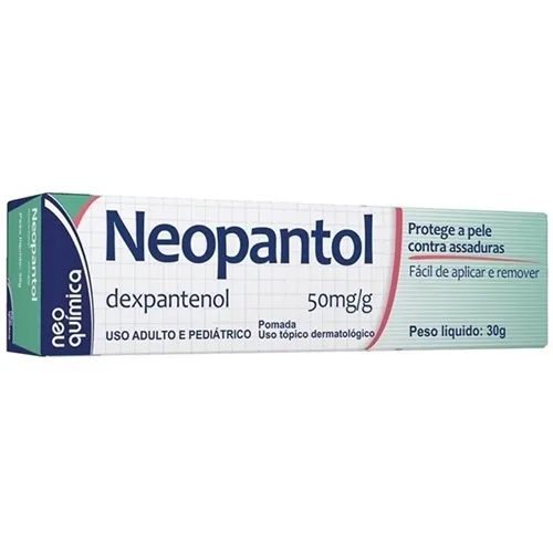Neopantol 50mg/g, caixa com 1 bisnaga com 30g de pomada de uso dermatológico