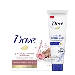 Sabonete Dove Equilíbrio de Oleosidade argila e água de rosas, barra, 90g