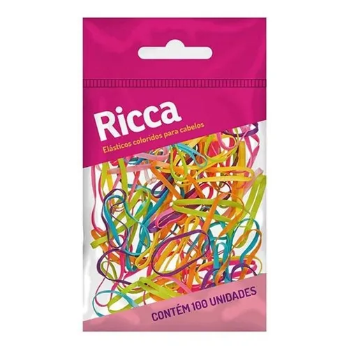 Elástico de Cabelo Ricca invísivel, colorido, 100 unidades