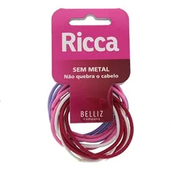 Elástico de Cabelo Ricca com metal, colors, 16 unidades