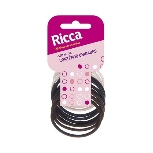 Elástico de Cabelo Ricca sem metal, basic, 10 unidades