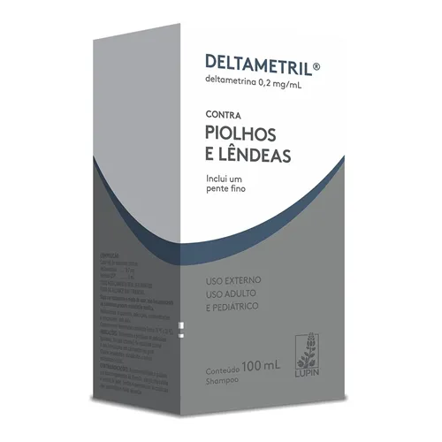 Deltametril 0,2mg/mL, caixa com 1 frasco com 100mL de shampoo