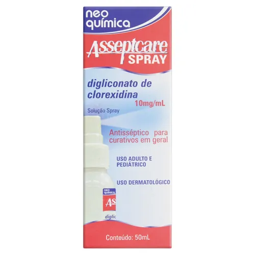 Asseptcare 10mg/mL, caixa com 1 frasco spray com 50mL de solução de uso dermatológico