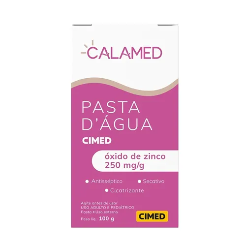 Pasta D'água - Cimed 250mg/g, caixa com 1 bisnaga com 100g de pomada de uso dermatológico