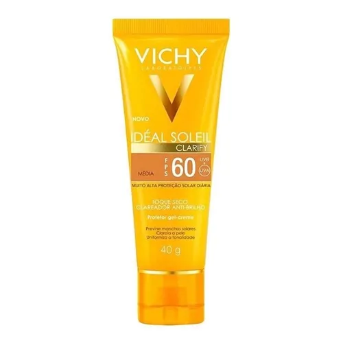 Protetor Solar Vichy Ideal Soleil Clarify extra claro, FPS 60, 40g