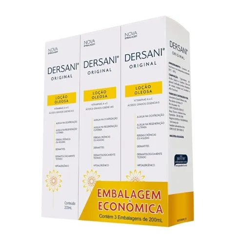 Loção Oleosa Dersani Original 200mL, 3 unidades