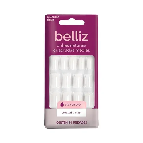 Unhas Belliz quadrada, média, 24 unidades