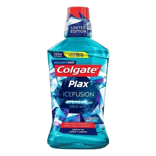 Enxaguante Bucal Colgate Plax Ice Fusion cold mint, leve 500mL pague 300mL