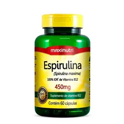 Espirulina Maxinutri 450mg, frasco com 60 cápsulas